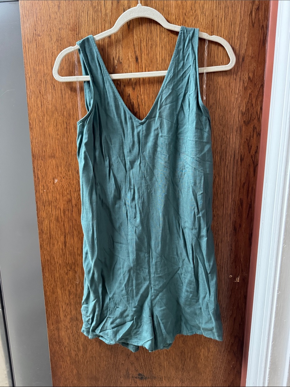 Shinestar Teal V-Neck Sleeveless Romper